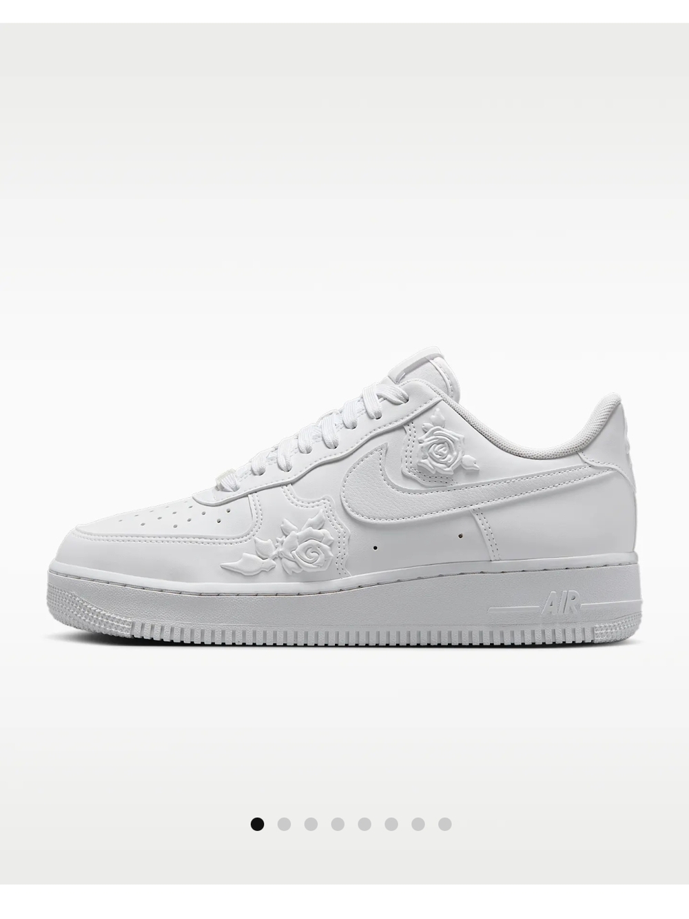 Nike Air Force 1 All-White Sneakers with Embossed Roses - Picture 2 of 4
